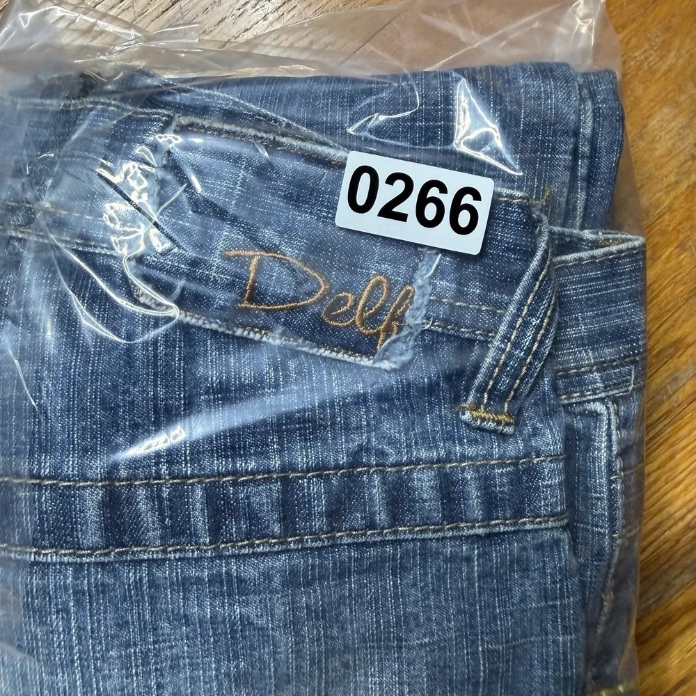 Delf Trading Jeans Men's 34x32 Y2K Wide Leg Grunge Evisu Style Denim Embroidered